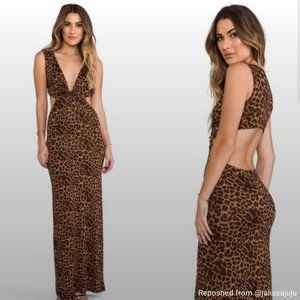 Blue life leopard cutout maxi dress
